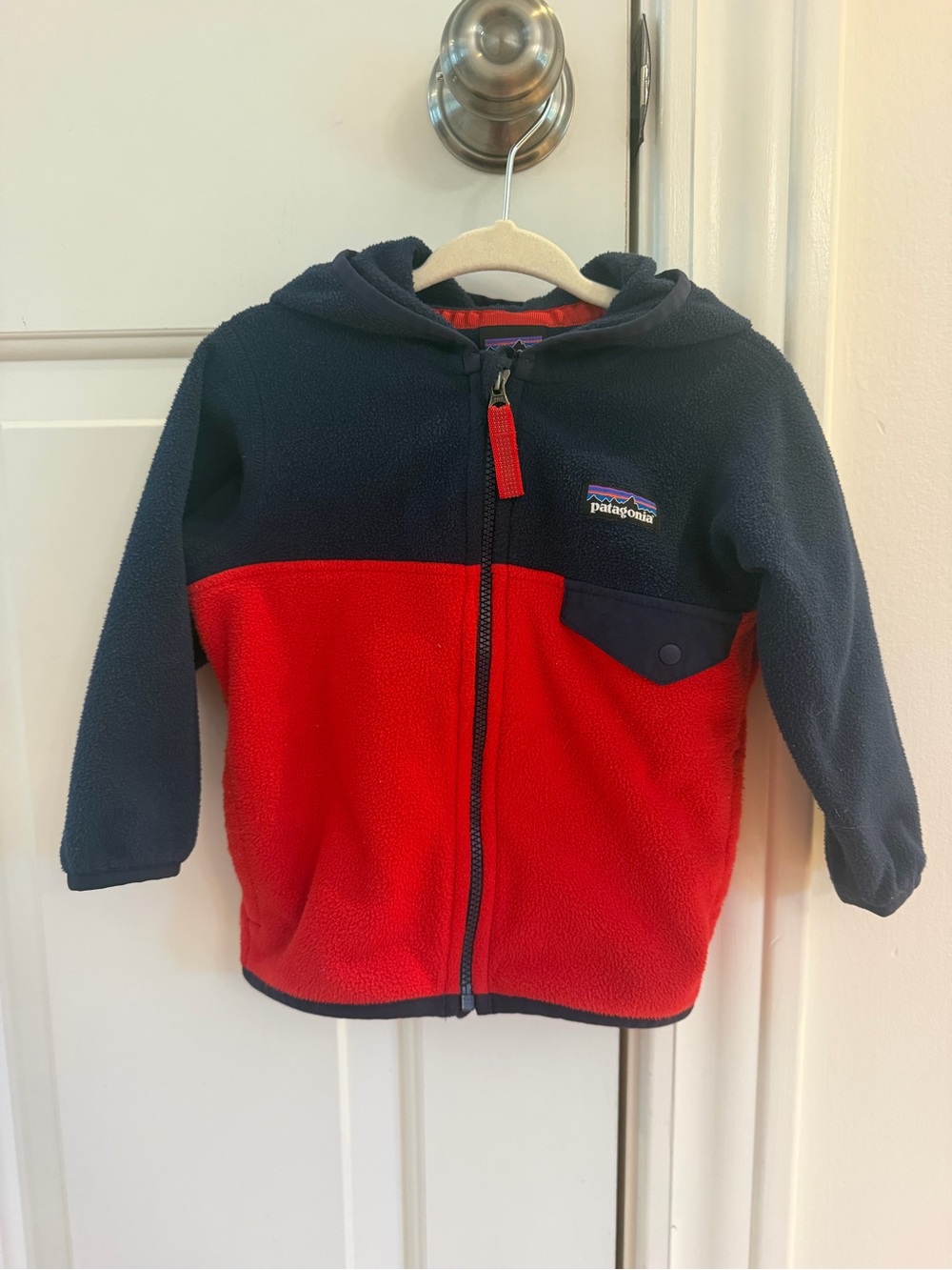 Patagonia Baby Red & Navy Fleece Hoodie